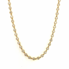 14K Yellow Gold Diamond Link Necklace