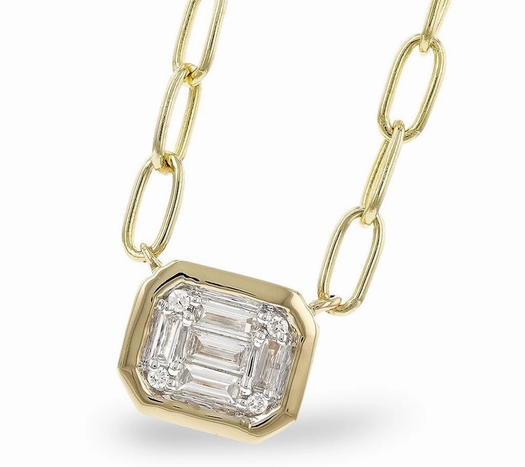 14K Yellow Gold Diamond Paperclip Necklace