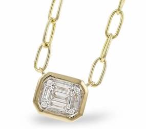 14K Yellow Gold Diamond Paperclip Necklace