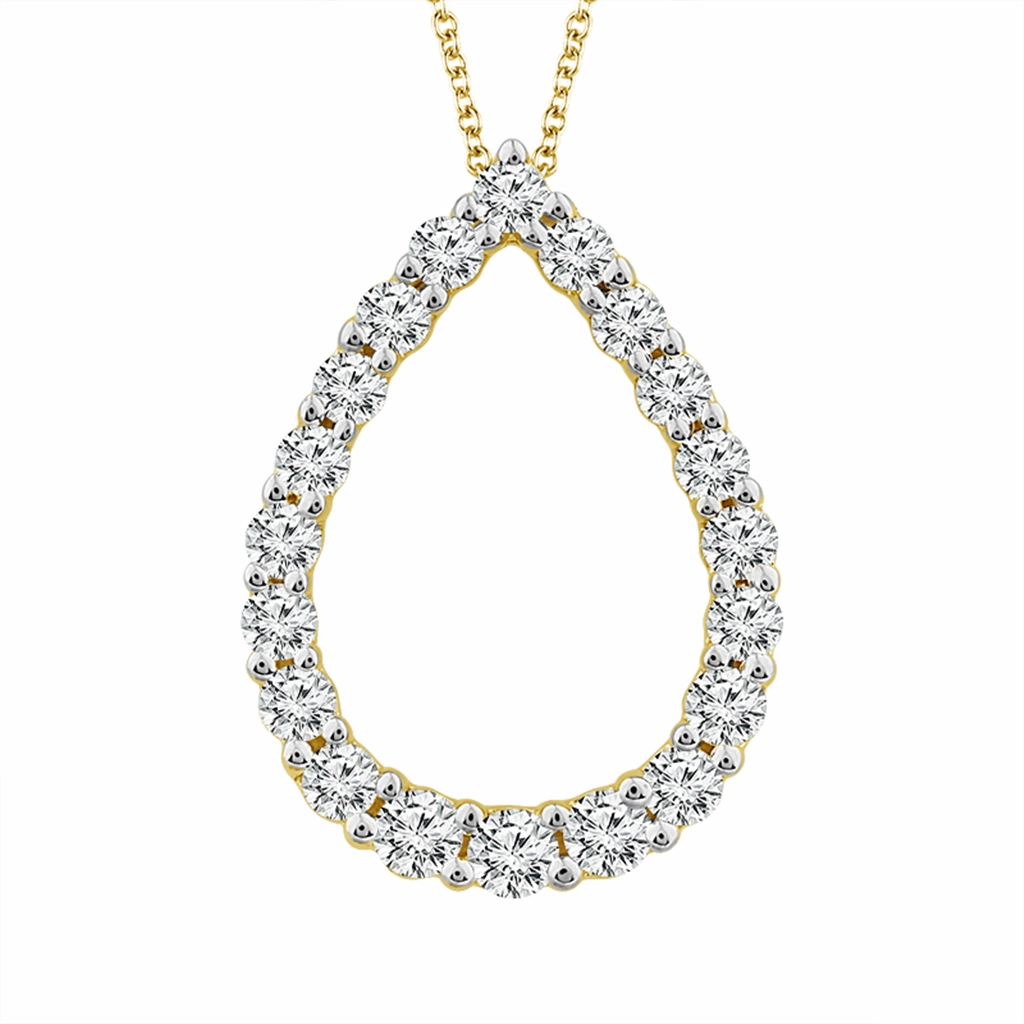 14K Yellow Gold Diamond Pear Pendant Necklace