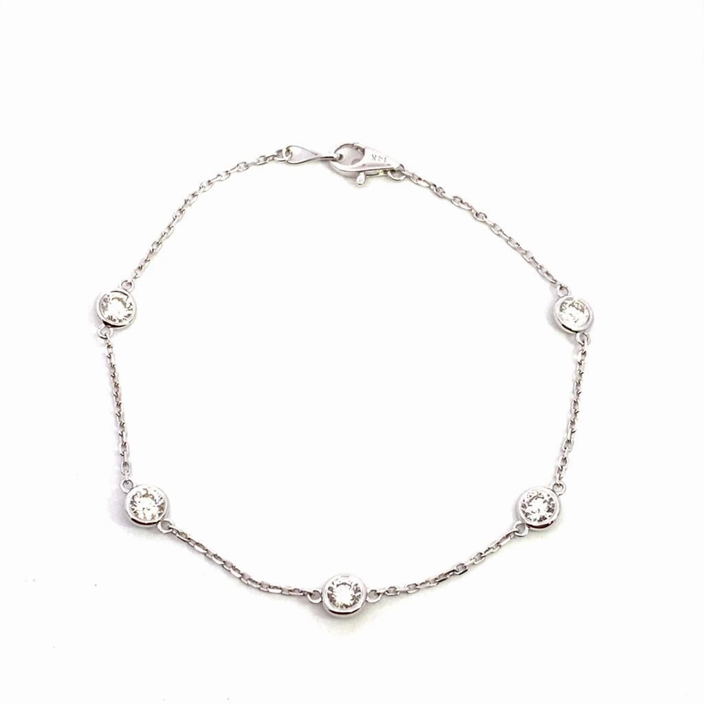 14K Yellow Gold Diamond Station Bracelet
