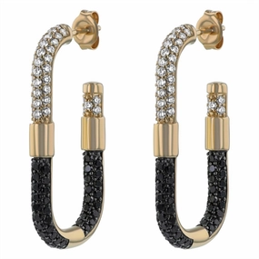 14K Yellow Gold Elongated Tube Inside Out Hoop Earrings