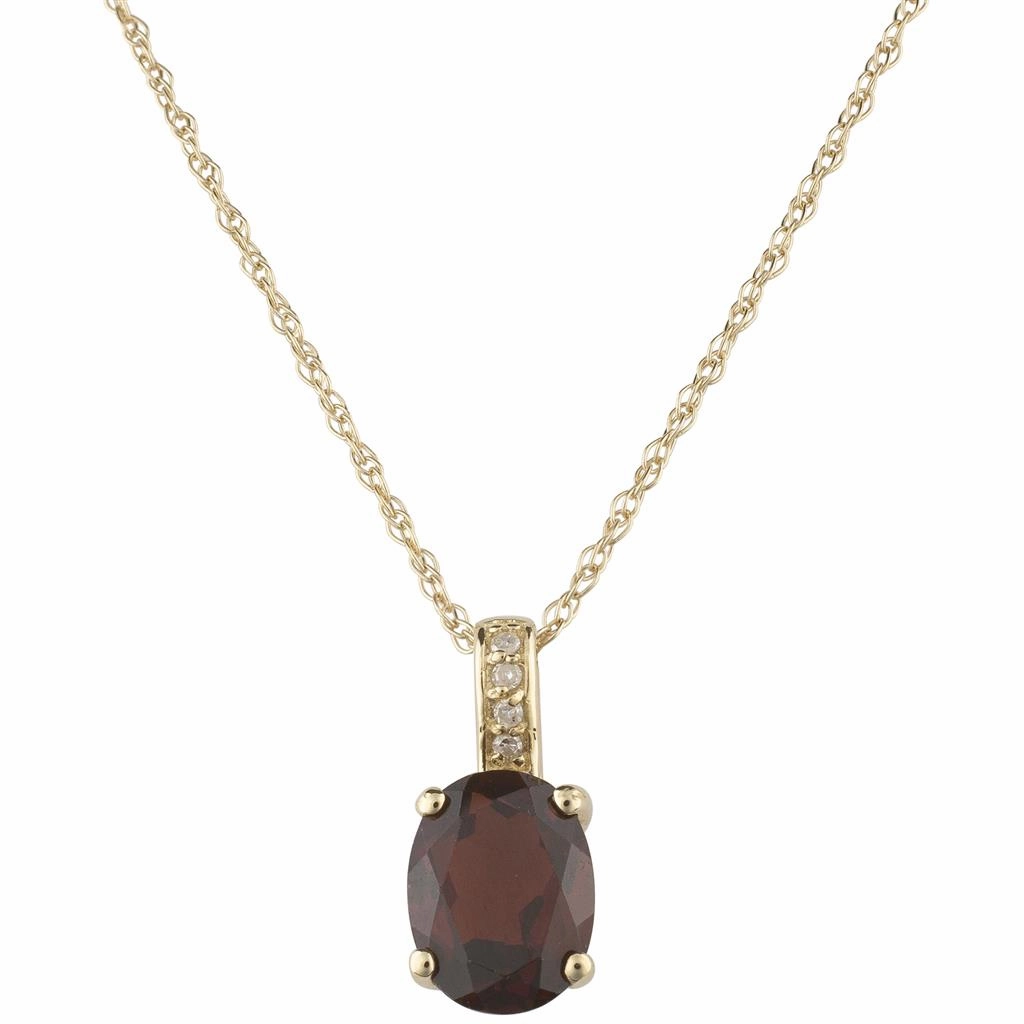 14K Yellow Gold Garnet Oval Pendant