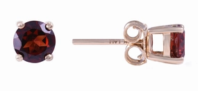 14K Yellow Gold Garnets Stud Earrings
