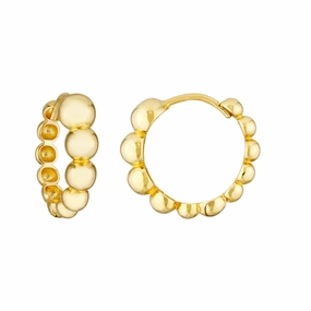 14K Yellow Gold Graduated Beaded Hoop Earrings