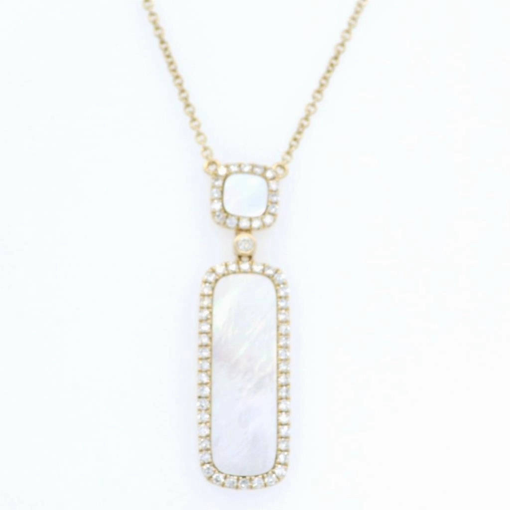 14K Yellow Gold Halo Moonstone And Diamond Necklace
