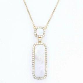 14K Yellow Gold Halo Moonstone And Diamond Necklace