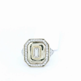 14K Yellow Gold Halo Natural Diamonds Ring