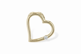 14K Yellow Gold Heart Diamond Pendant
