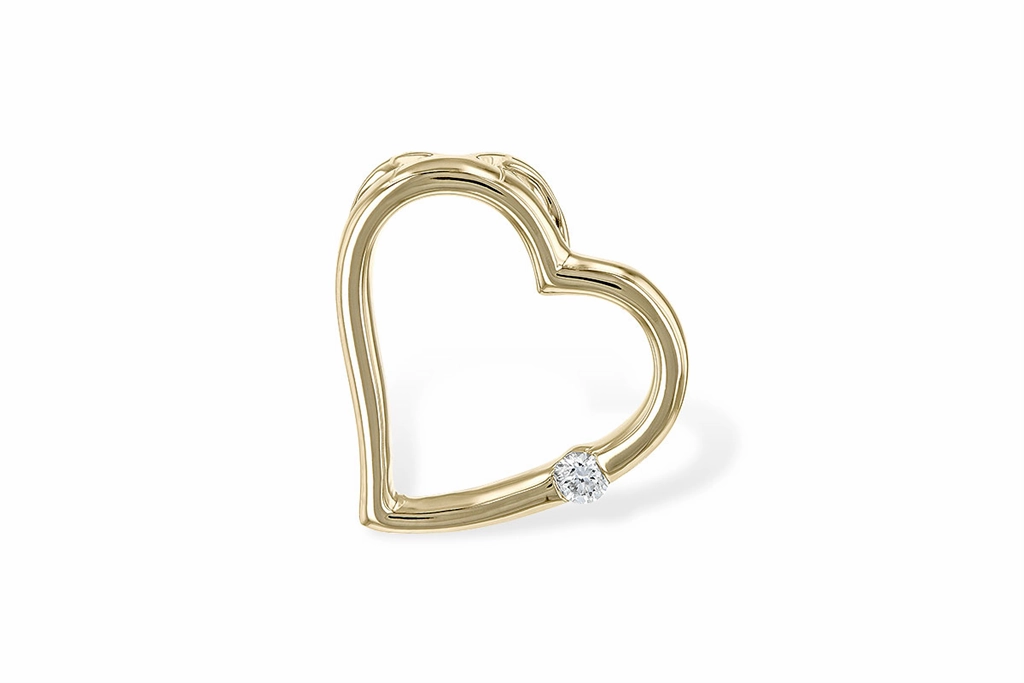 14K Yellow Gold Heart Diamond Pendant