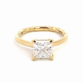 14K Yellow Gold Hidden Halo Princess Diamond Engagement Ring