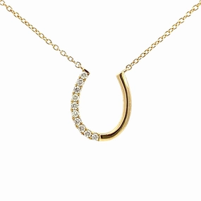 14K Yellow Gold Horseshoe Diamond Necklace