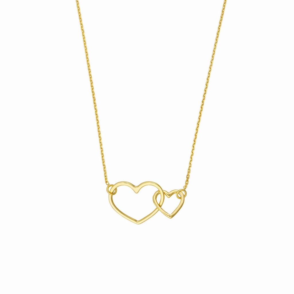 14K Yellow Gold Interlocked Open Hearts Necklace