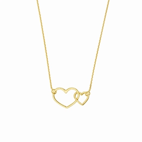 14K Yellow Gold Interlocked Open Hearts Necklace