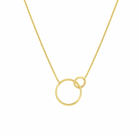 14K Yellow Gold Interlocking Open Circles Adjustable Necklace