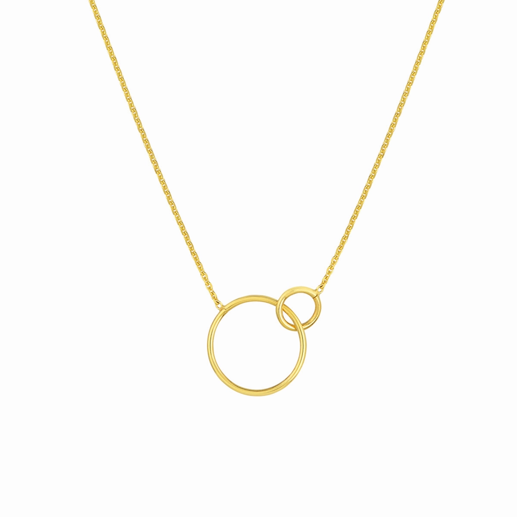 14K Yellow Gold Interlocking Open Circles Adjustable Necklace