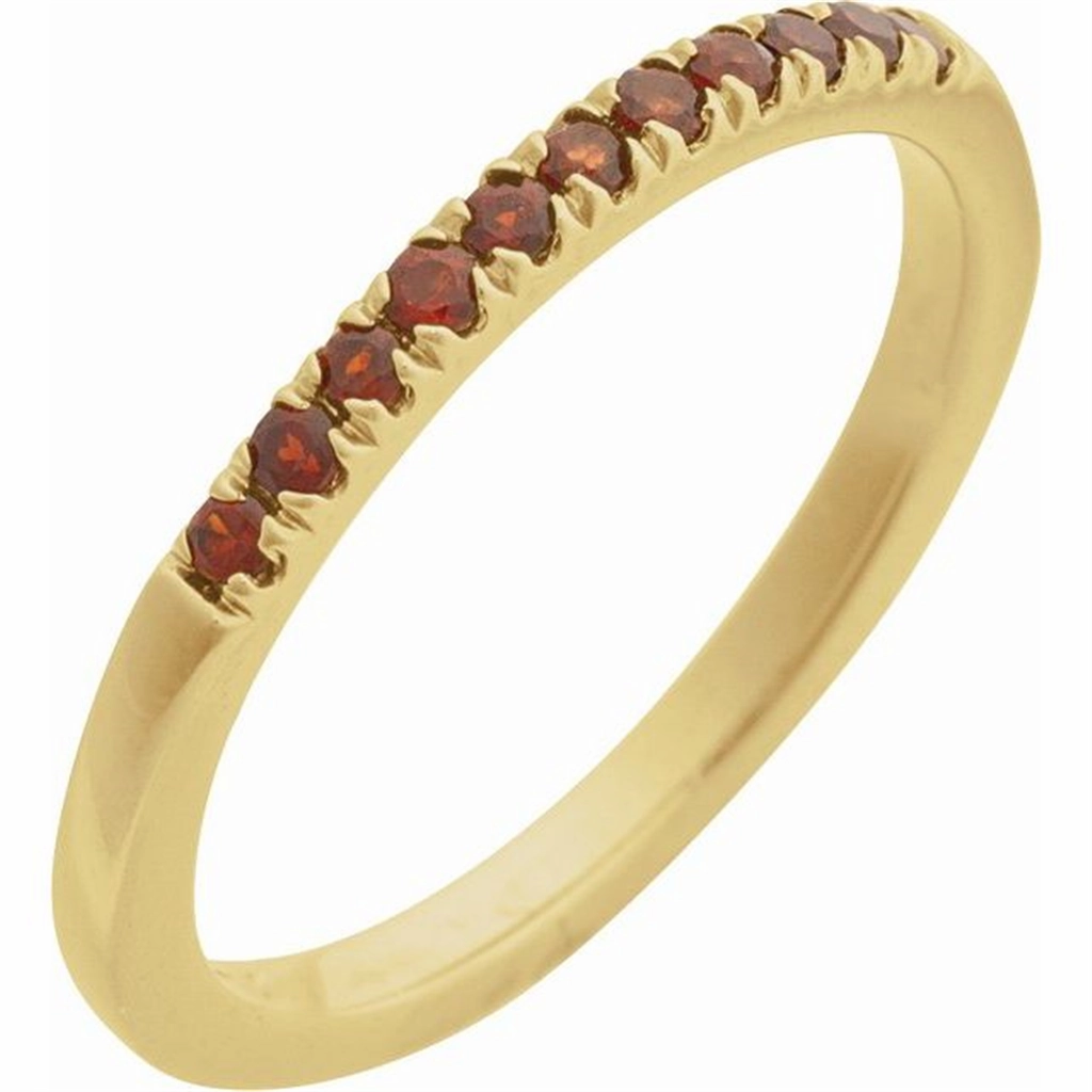 14K Yellow Gold January Birthstone Round Garnets Band Ring