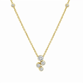 14K Yellow Gold Lab Grown Diamond Bubbles Drop Pendant Necklace