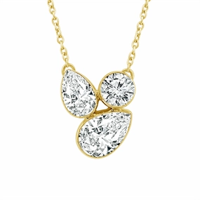 14K Yellow Gold Lab Grown Diamonds Cluster Necklace