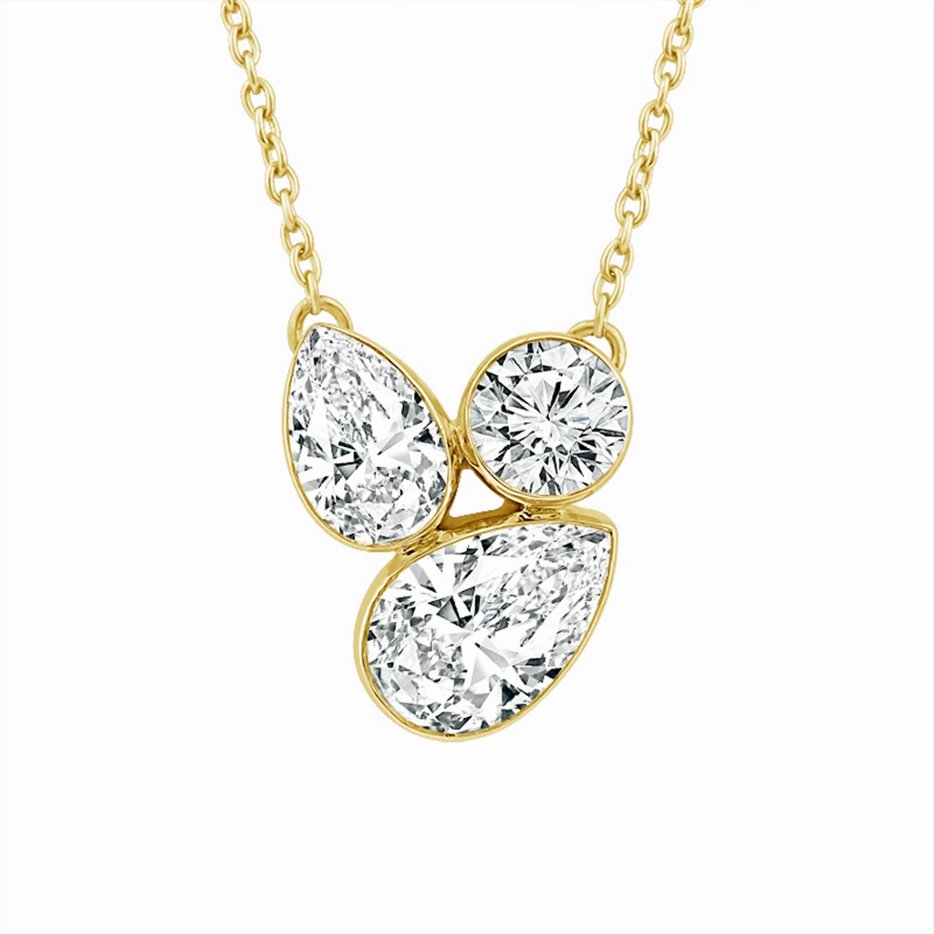 14K Yellow Gold Lab Grown Diamonds Cluster Necklace