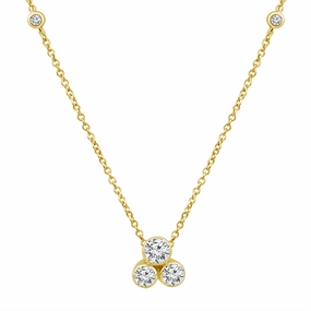 14K Yellow Gold Lab Grown Diamonds Flower Pendant Necklace