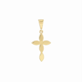 14K Yellow Gold Marquise Cross Pendant
