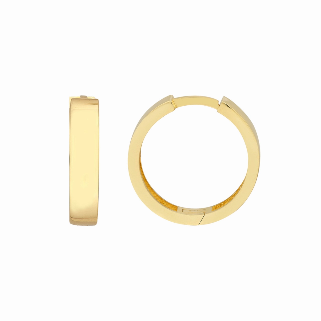 14K Yellow Gold Medium Round Hoop Earrings