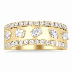 14K Yellow Gold Mix Shape Natural Diamonds Ring