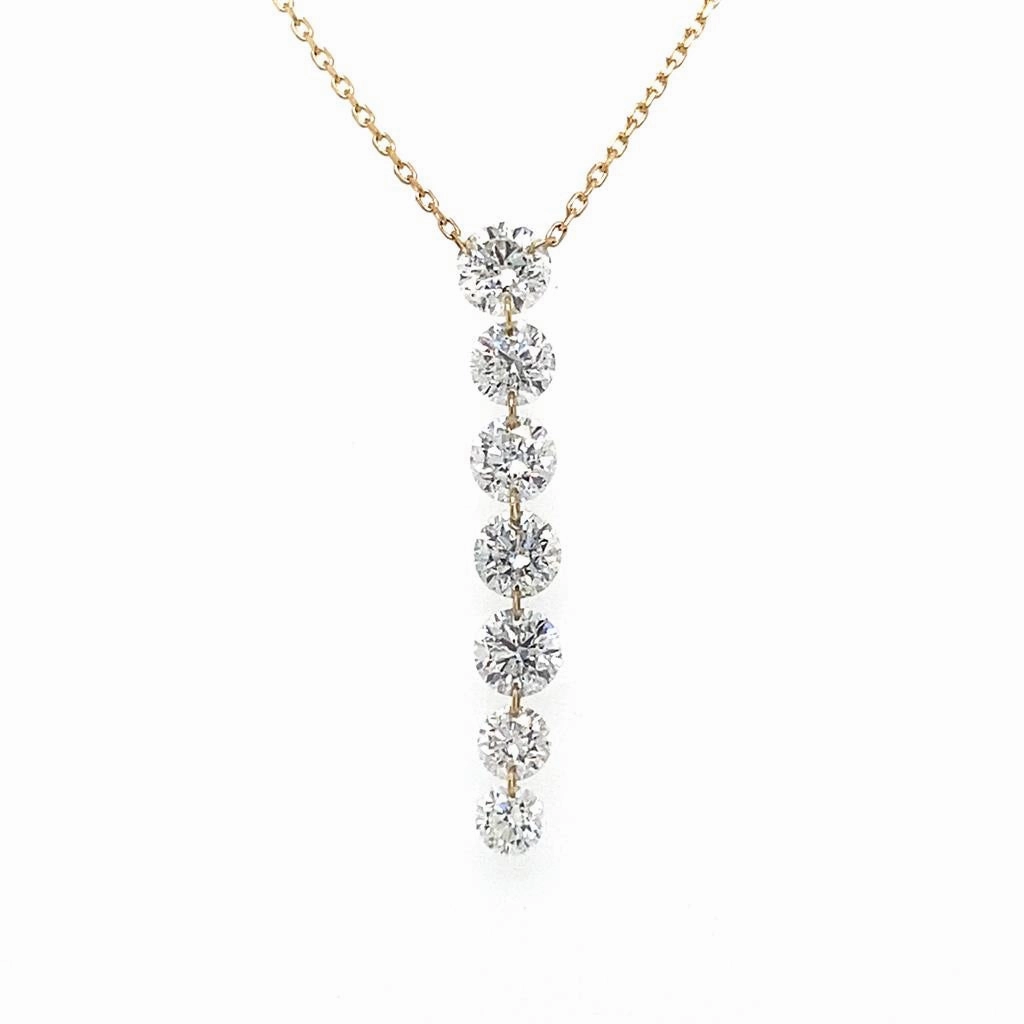 14K Yellow Gold Naked Diamonds Natural Diamond Drop Necklace