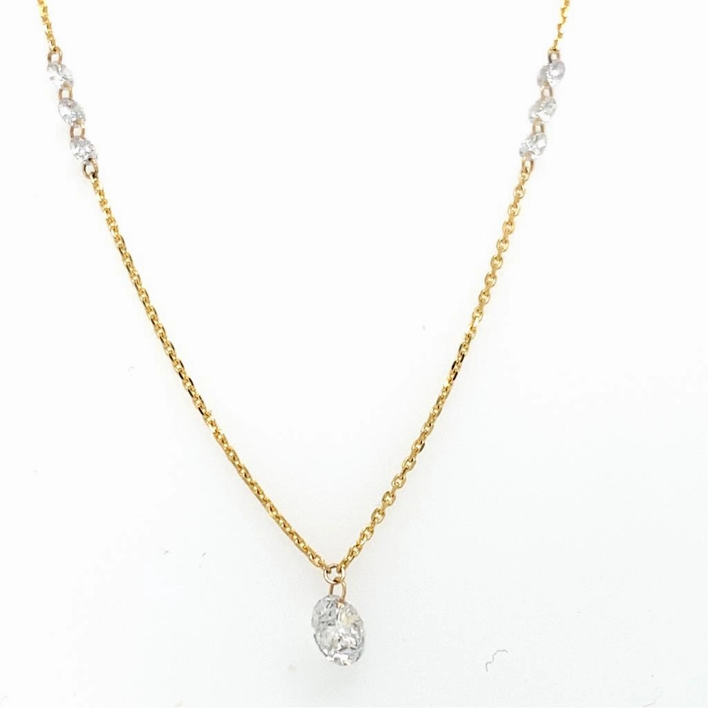 14K Yellow Gold Naked Diamonds Necklace