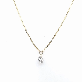 14K Yellow Gold Naked Diamonds Solitaire Natural Diamond Necklace
