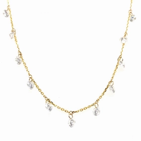 14K Yellow Gold Naked Diamonds Station Necklace