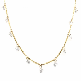 14K Yellow Gold Naked Diamonds Station Necklace