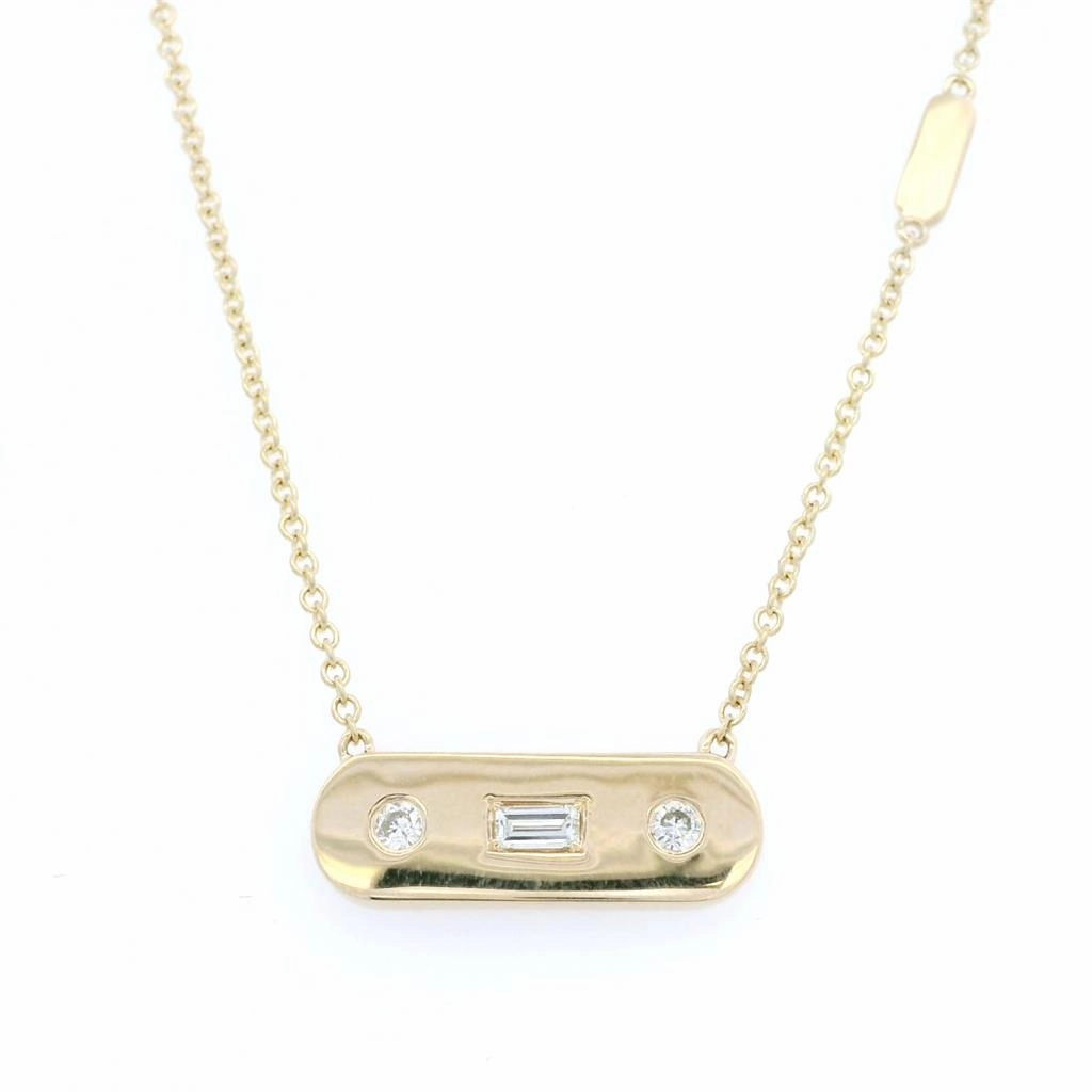 14K Yellow Gold Natural Diamonds Bar Necklace