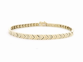14K Yellow Gold Natural Diamonds Chevron Link Bracelet