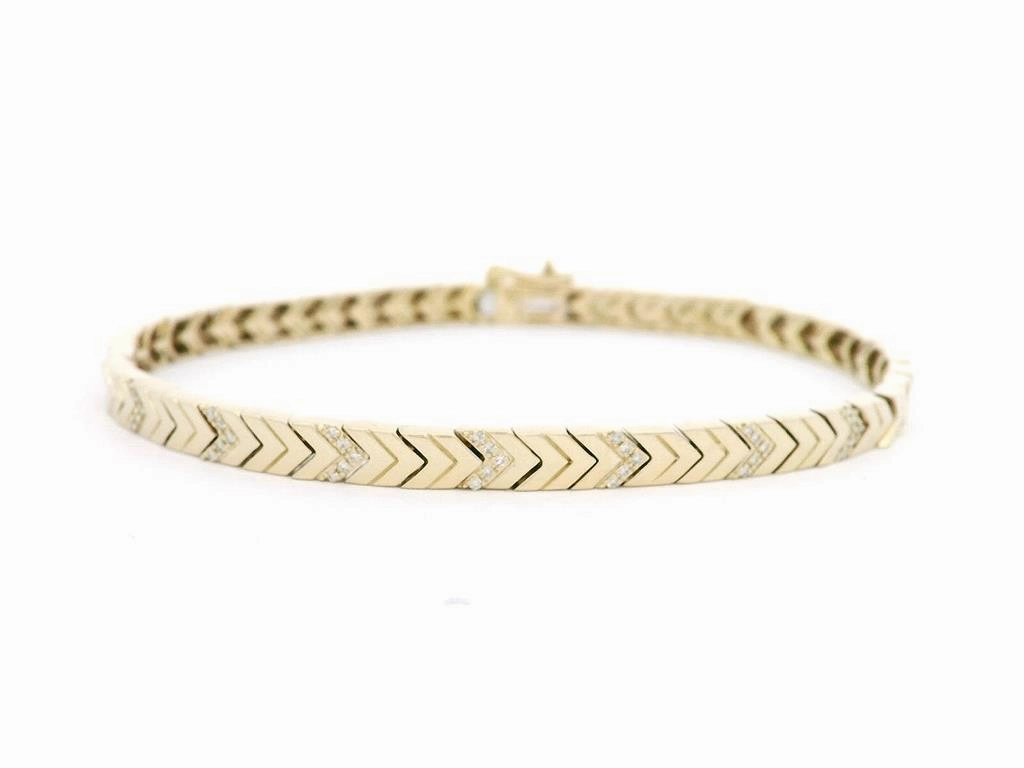 14K Yellow Gold Natural Diamonds Chevron Link Bracelet