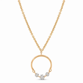 14K Yellow Gold Natural Diamonds Circle Necklace