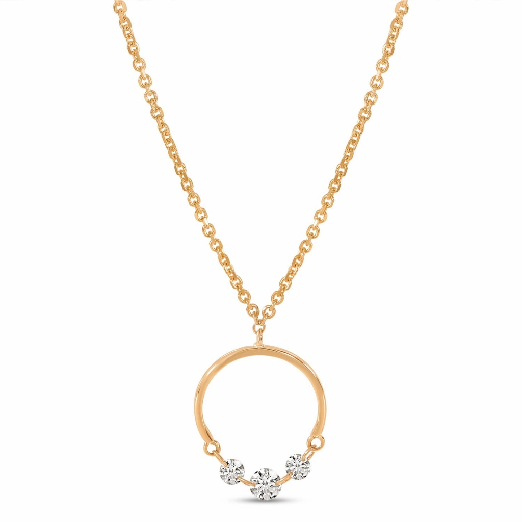 14K Yellow Gold Natural Diamonds Circle Necklace