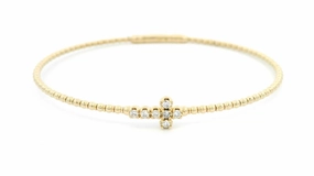 14K Yellow Gold Natural Diamonds Cross Flex Bracelet