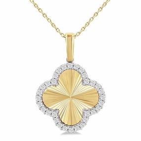 14K Yellow Gold Natural Diamonds Flower Pendant