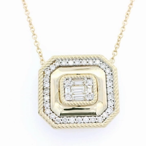 14K Yellow Gold Natural Diamonds Halo Pendant