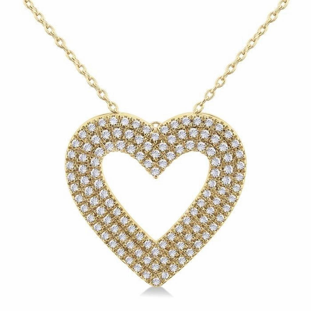14K Yellow Gold Natural Diamonds Heart Pendant