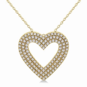 14K Yellow Gold Natural Diamonds Heart Pendant