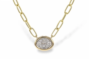 14K Yellow Gold Natural Diamonds Paperclip Necklace