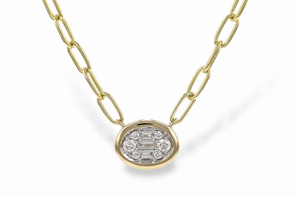 14K Yellow Gold Natural Diamonds Paperclip Necklace