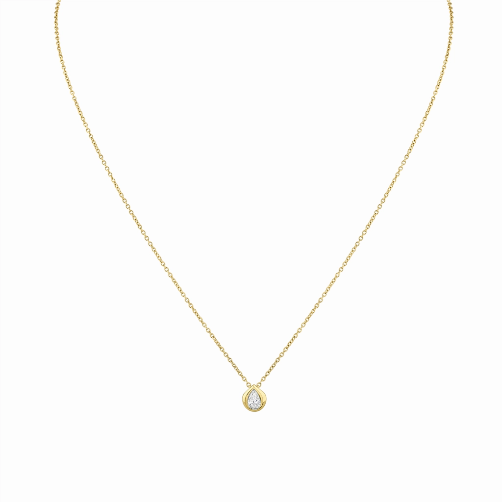 14K Yellow Gold Natural Diamonds Solitaire Necklace
