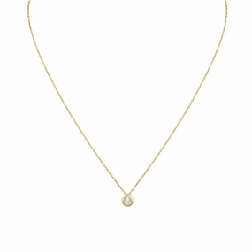 14K Yellow Gold Natural Diamonds Solitaire Necklace
