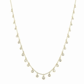 14K Yellow Gold Natural Diamonds Station Necklace