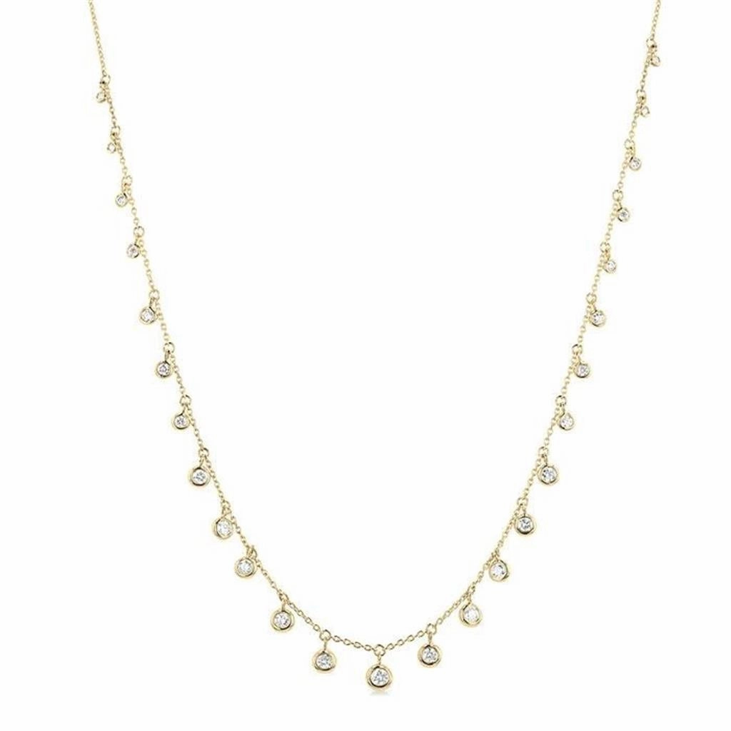 14K Yellow Gold Natural Diamonds Station Necklace