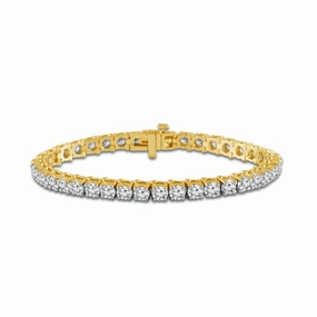 14K Yellow Gold Natural Diamonds Tennis Bracelet